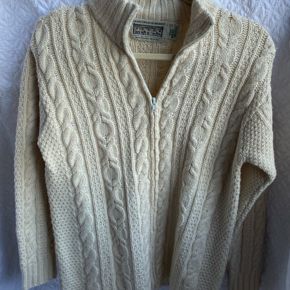 Merino Wool Aran Troyer Sweater Men’s Pullover